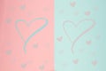 Abstract festive blur bright blue pastel background with pink hearts love bokeh for wedding card or ValentineÃÂ¢Ã¢âÂ¬ÃÅs day. Romanti Royalty Free Stock Photo